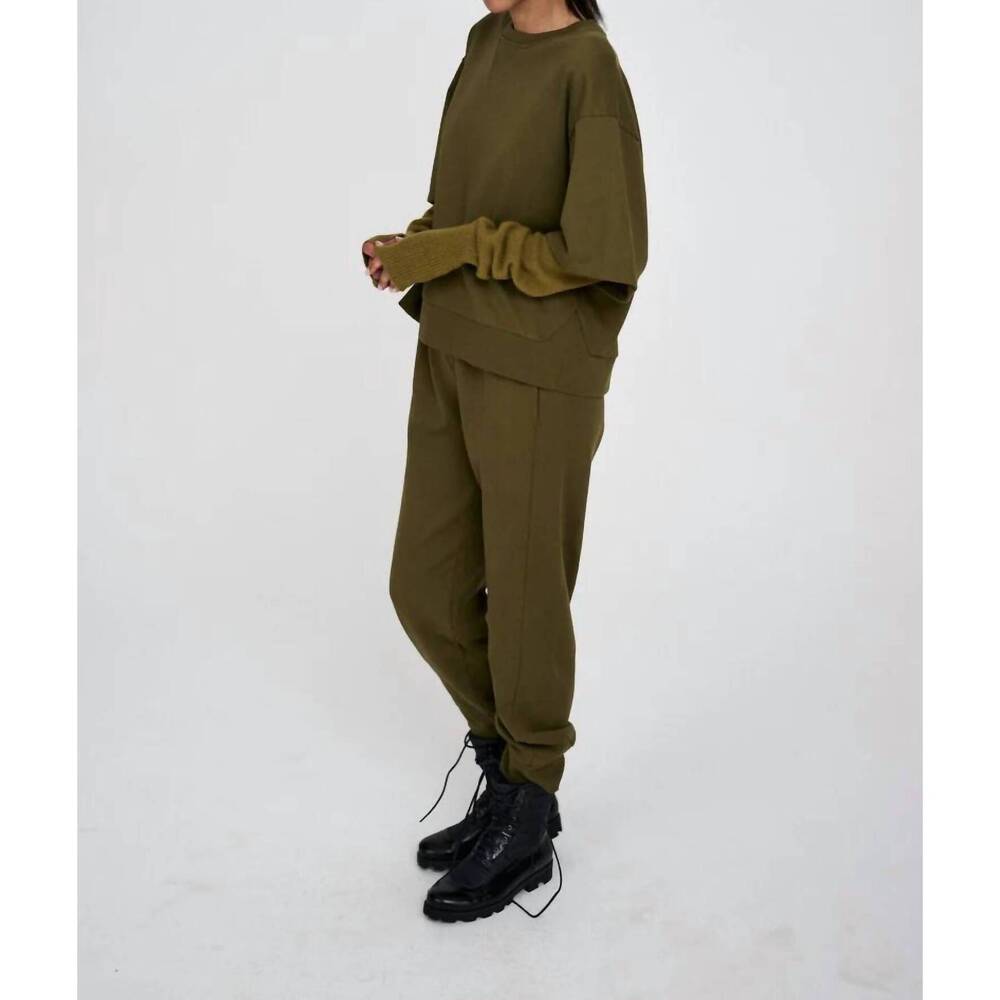 NEW RABENS SALONER sweatshirt top in dark olive